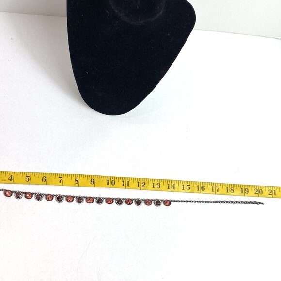 JOAN RIVERS Necklace Orange Coral Crystals Black Chain Whimsigoth Witchy 20” Adj - Picture 4 of 4